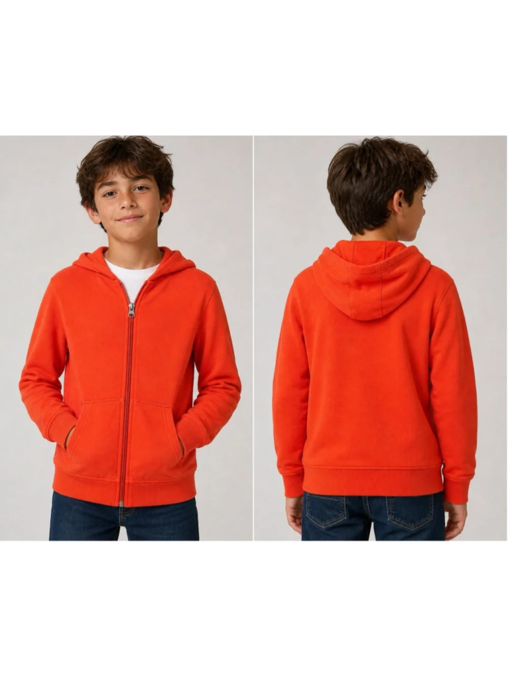 Hanna Andersson Orange Zip Hoodie‎ Kids 150 / US 12 Boys Girls Unisex Cotton